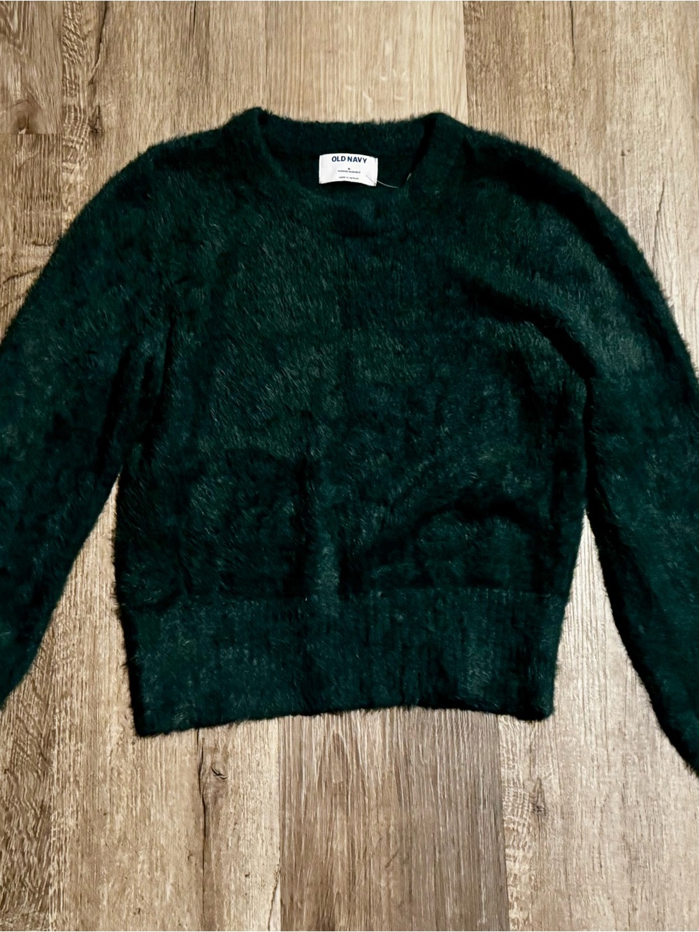 Old Navy Women's Deep Forest Green Fuzzy Crewneck Sweater